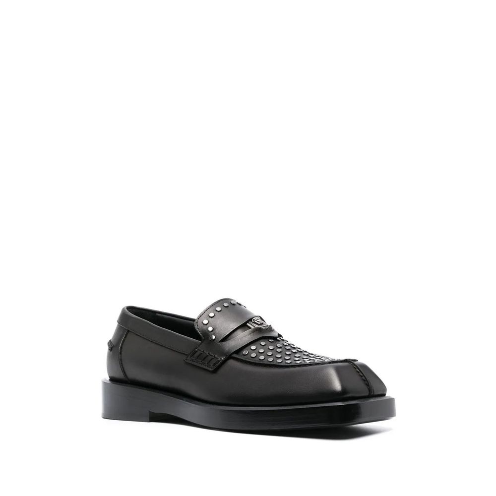 Versace Δερμάτινα Slip-On Loafers σε Μαύρο