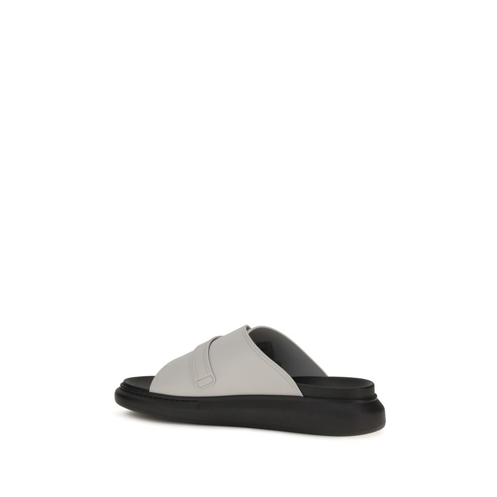 Alexander McQueen Calf Leather Platform Sandals in Gray