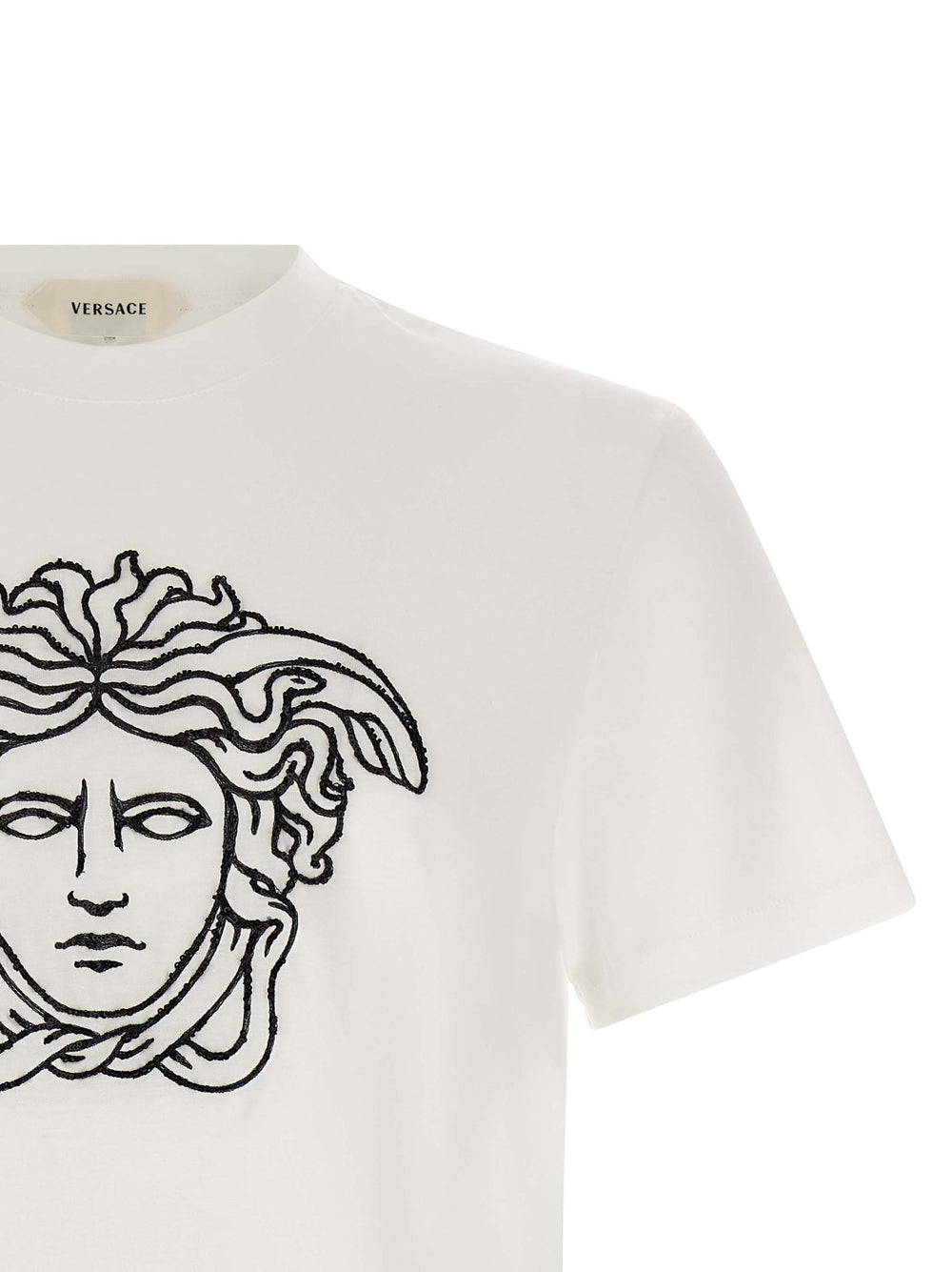 Versace Βαμβακερό T-Shirt Δίχρωμο σε Λευκό και Μαύρο