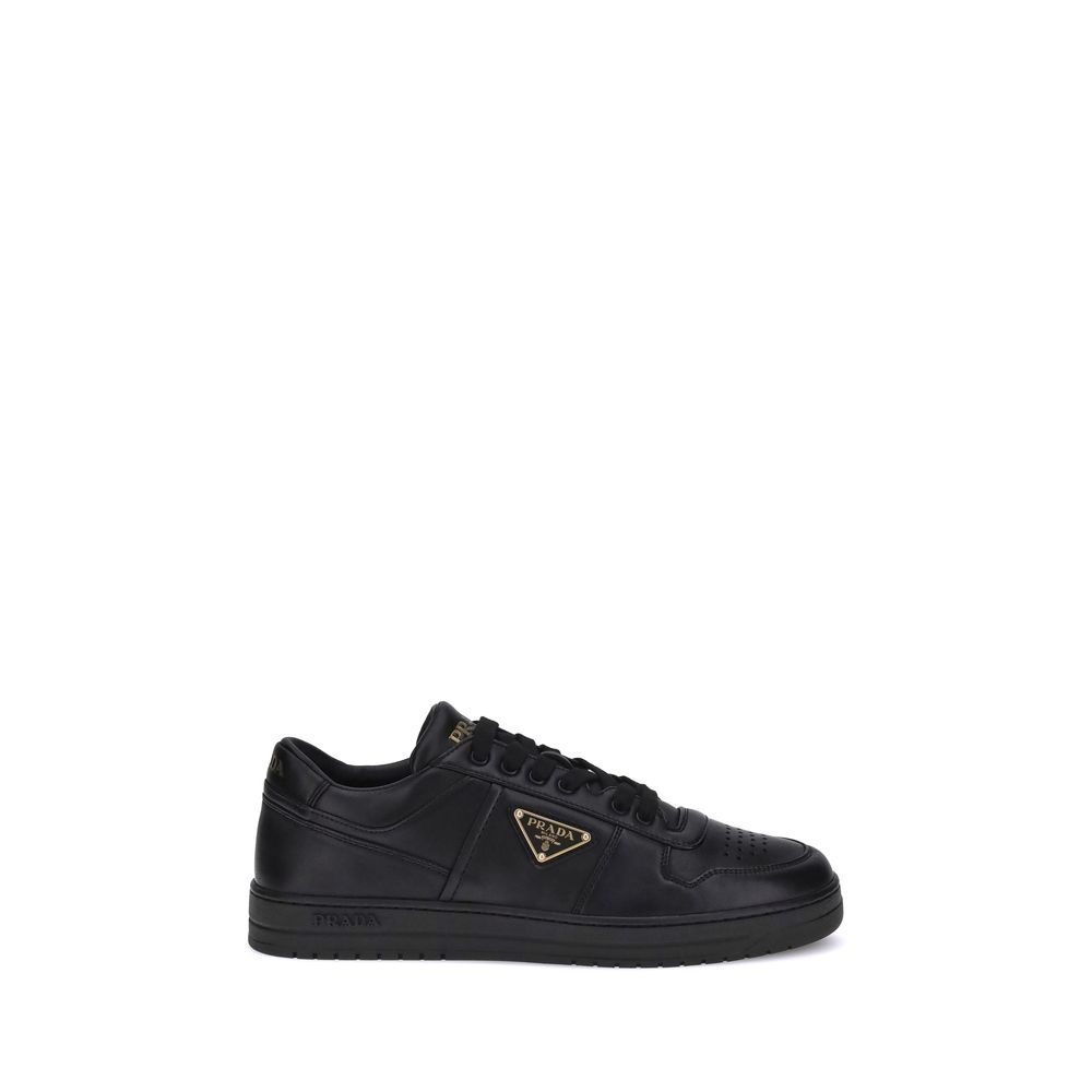 Prada Calf Leather Low Top Sneakers in Black
