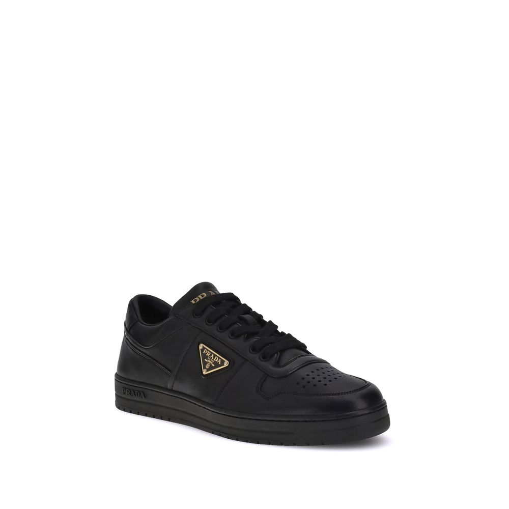 Prada Calf Leather Low Top Sneakers in Black