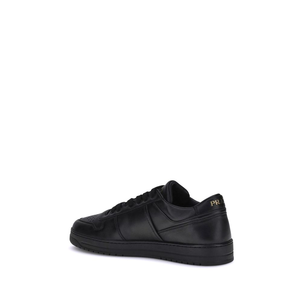 Prada Calf Leather Low Top Sneakers in Black