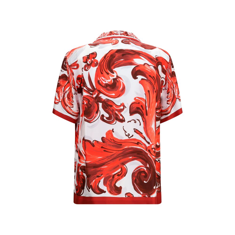 Dolce & Gabbana 100% Silk Maiolica Print Shirt in Multicolor