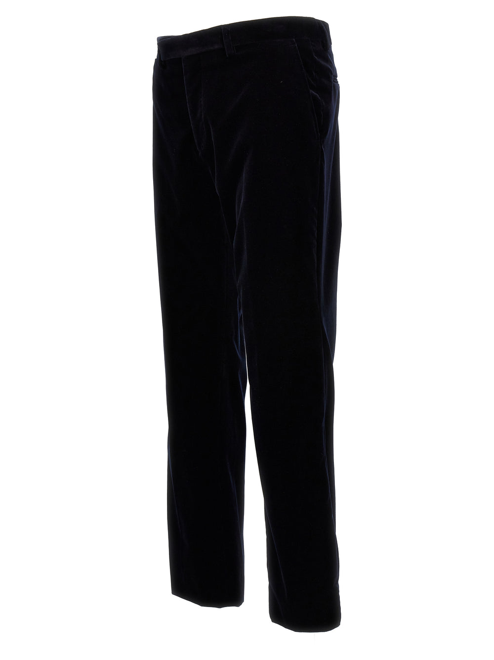 Blue Cotton Casual Pants