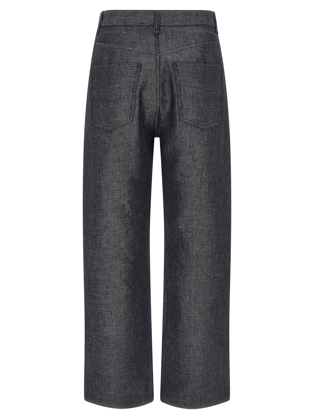 Fendi Linen Straight-Leg Trousers in Gray
