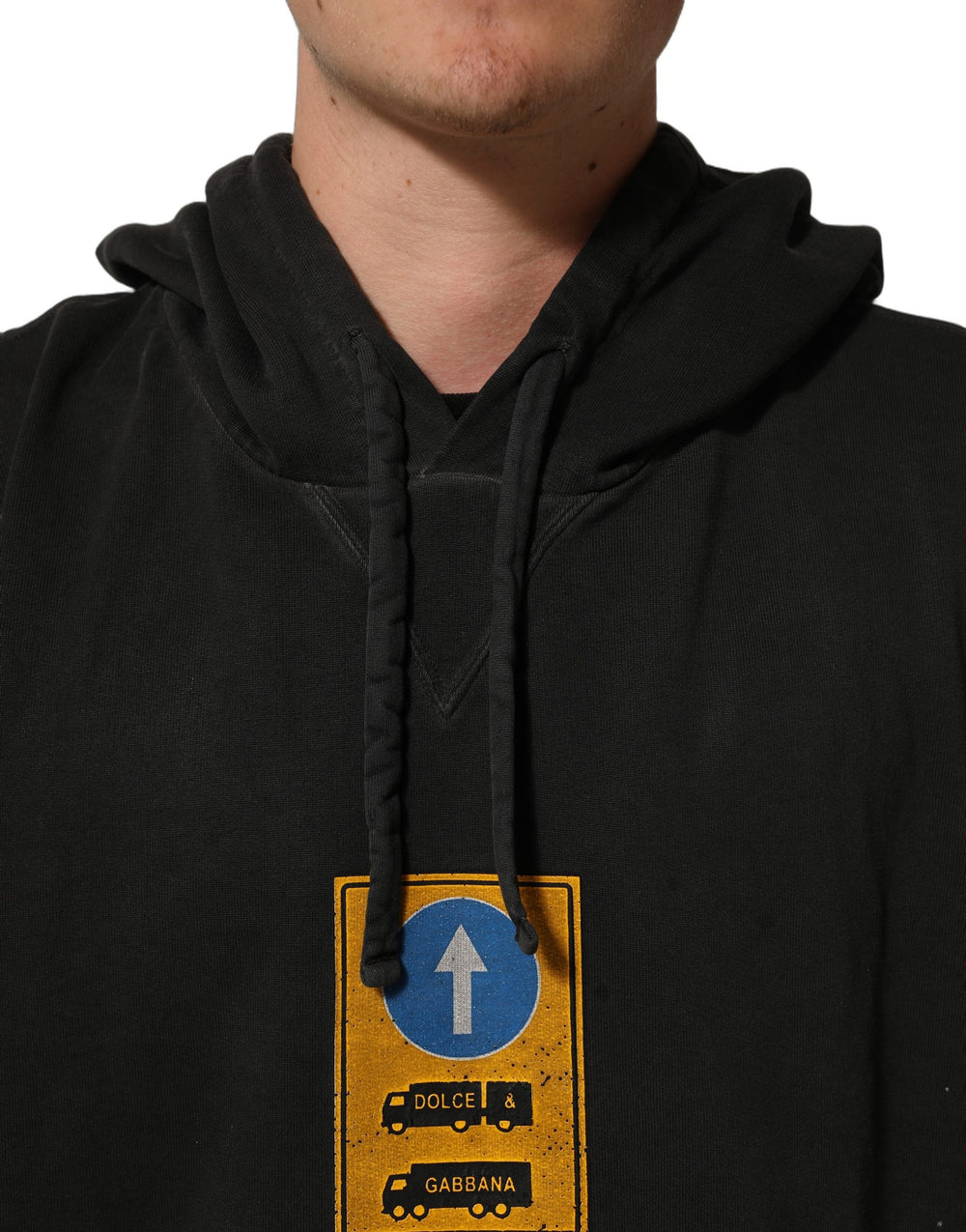 Dolce & Gabbana 100% Cotton Hooded Oversized Sweater in Black