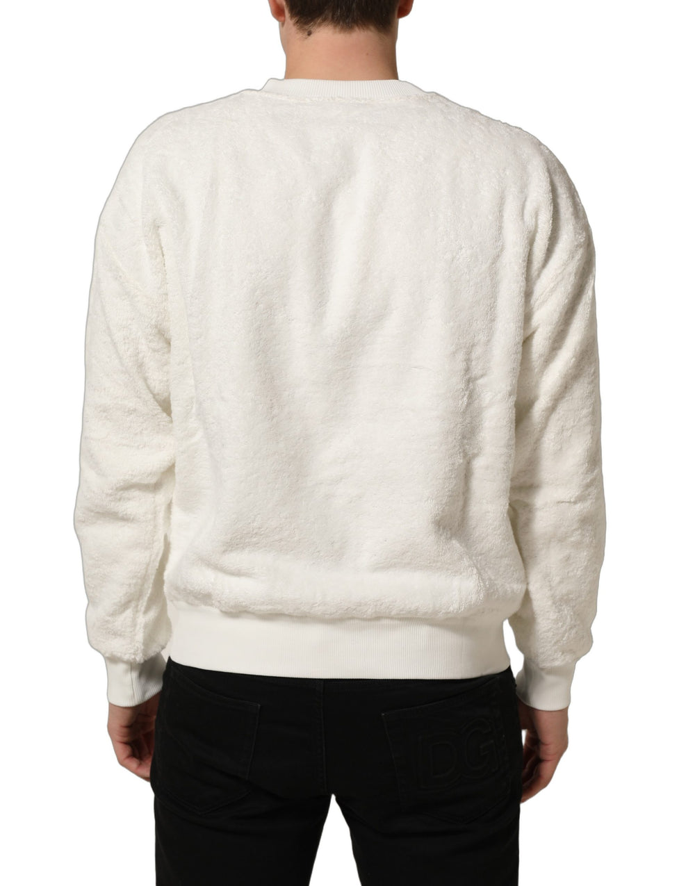 Dolce & Gabbana 100% Cotton Crew-Neck Sweatshirt in White