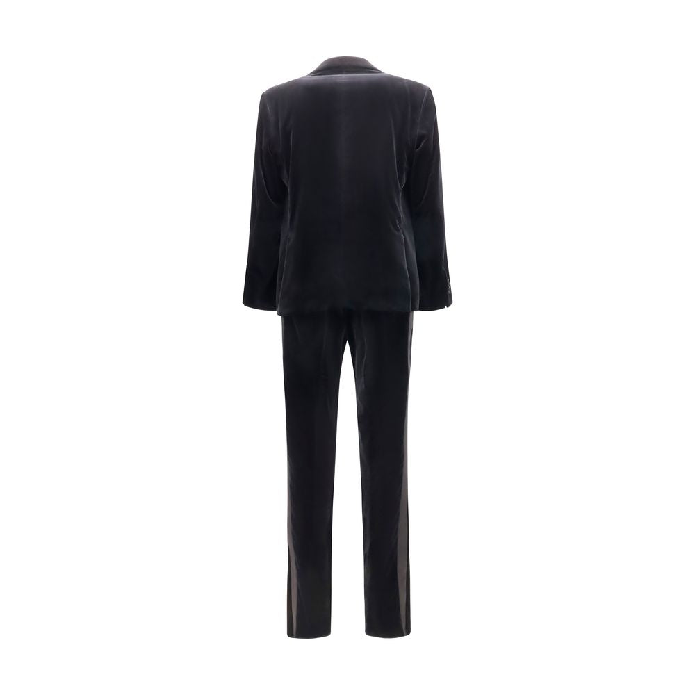 Ferragamo 100% Cotton Velvet Tuxedo Suit in Black