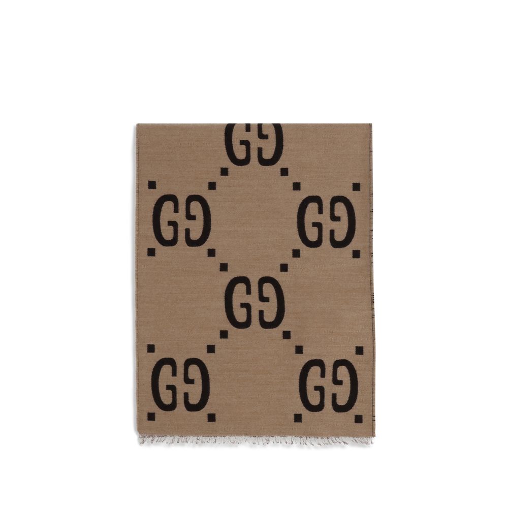 Gucci Wool Scarf in Brown