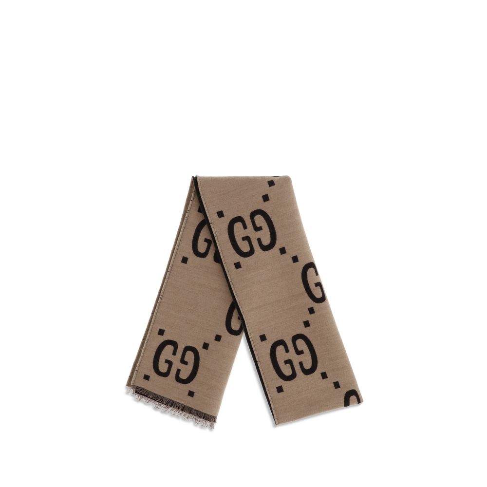 Gucci Wool Scarf in Brown