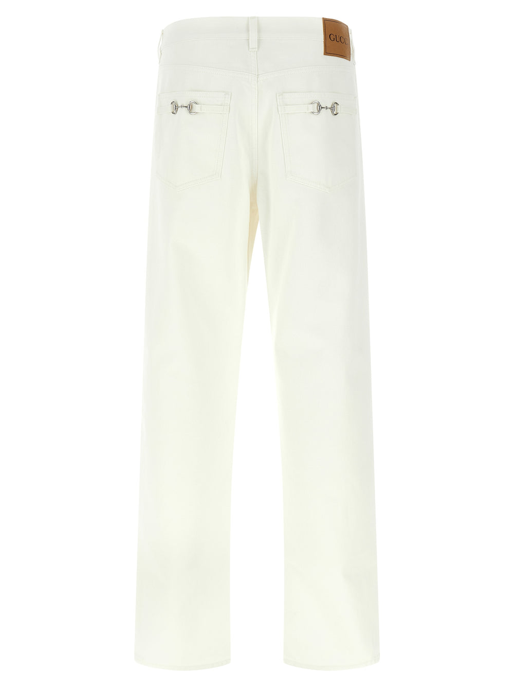 White Cotton Straight-Leg Jeans