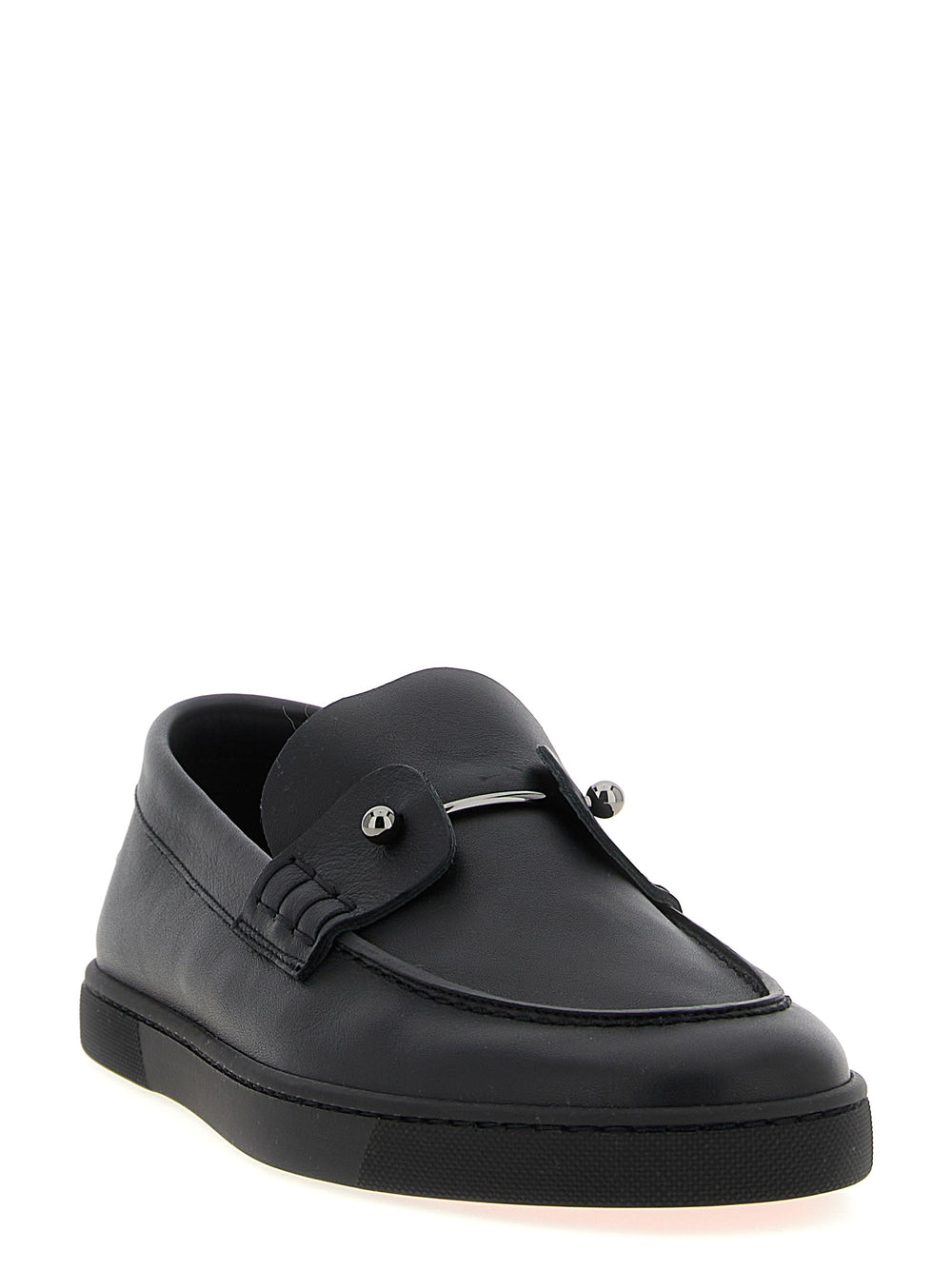 Christian Louboutin Calfskin Slip-On Loafers in Black