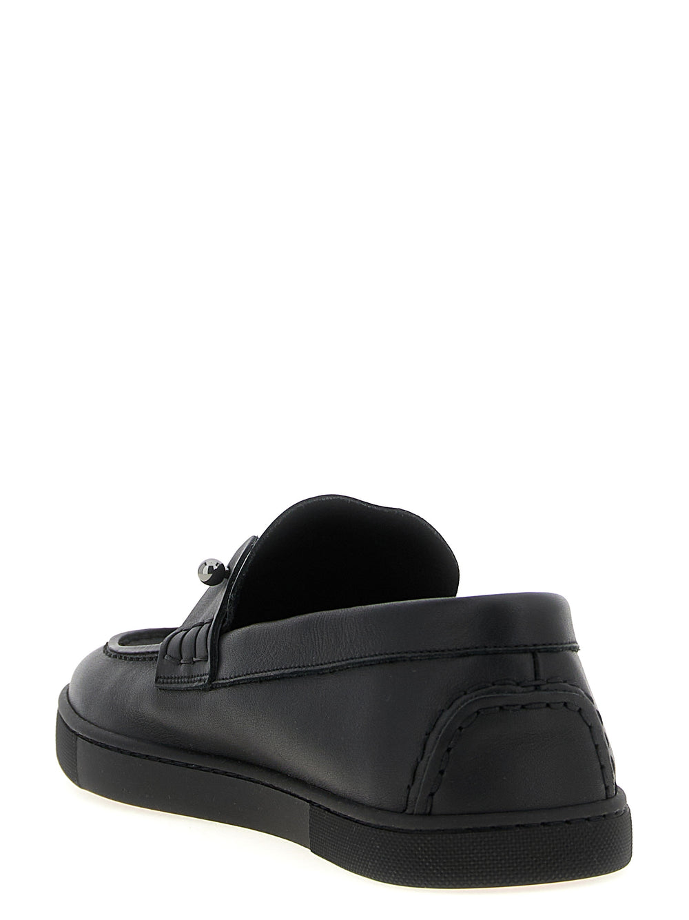 Christian Louboutin Calfskin Slip-On Loafers in Black