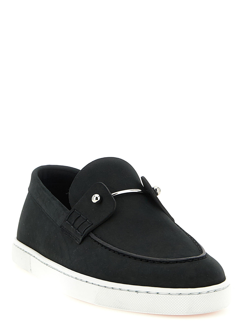 Christian Louboutin Calfskin Slip-On Loafers in Black