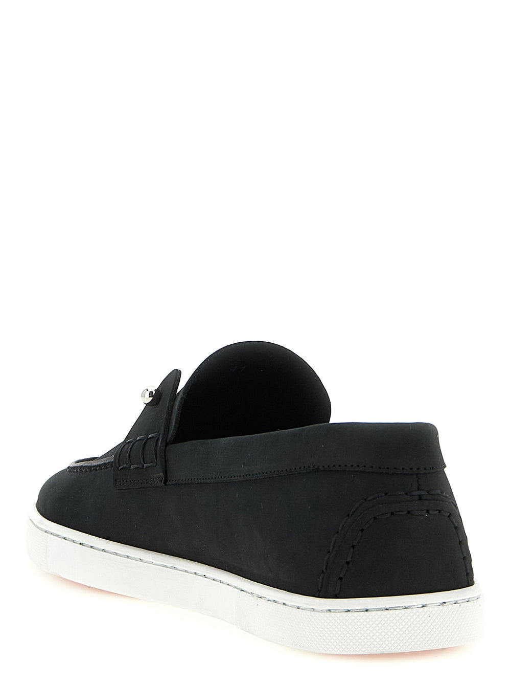 Christian Louboutin Calfskin Slip-On Loafers in Black