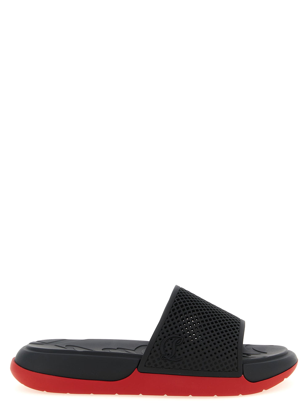 Christian Louboutin 'Easy Breezy' Perforated Slides in Black