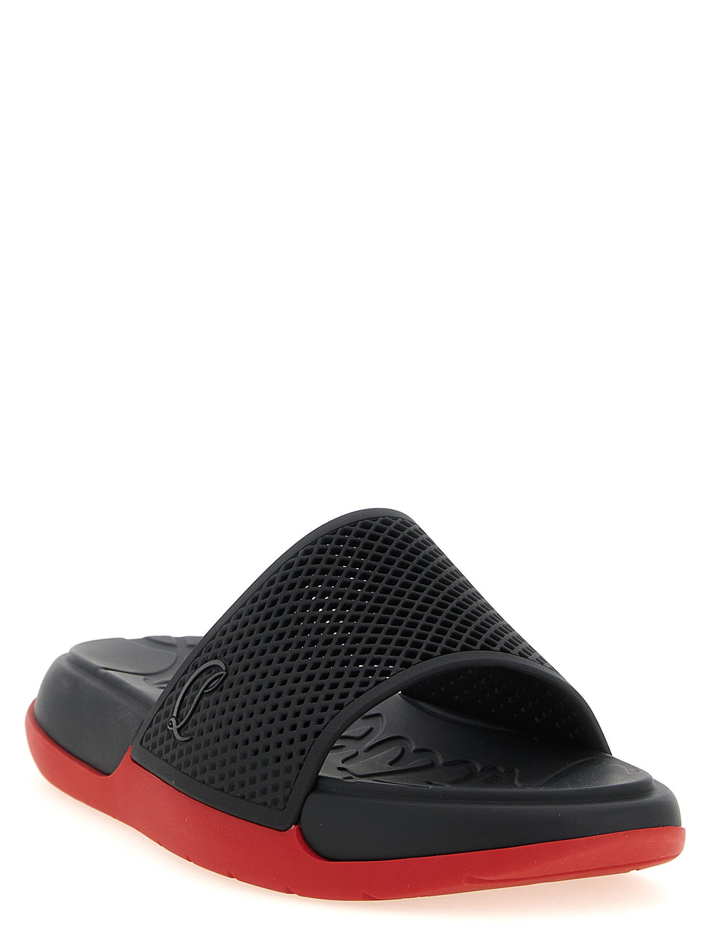 Christian Louboutin 'Easy Breezy' Perforated Slides in Black