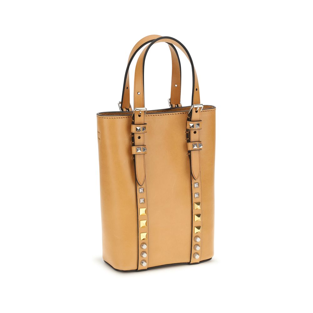 Valentino Garavani Rockstud Shoulder Bag from Calf Leather in Beige