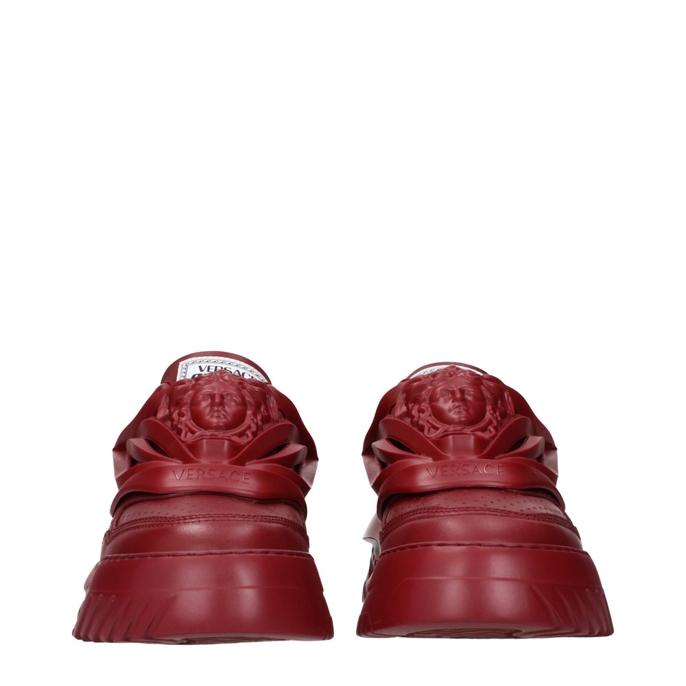 Versace Leather Chunky Sneakers in Red