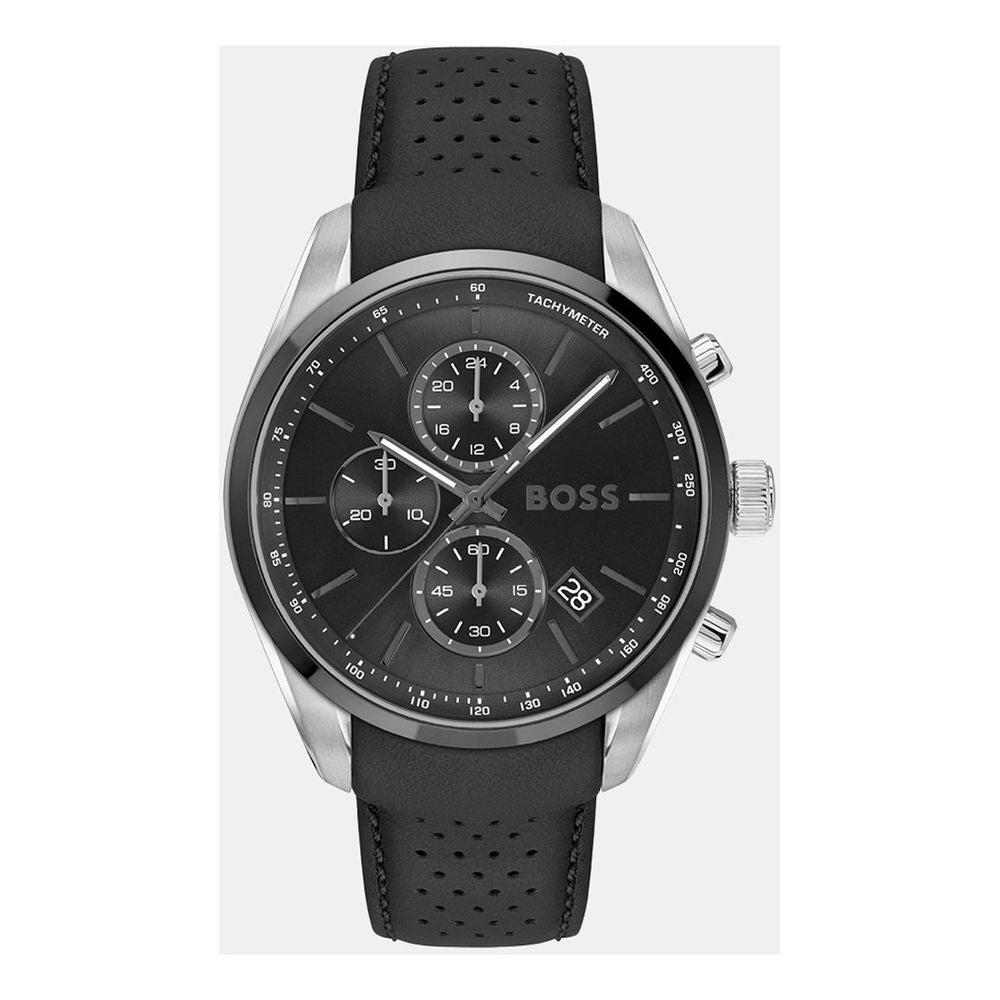Hugo Boss Ρολόι Χειρός με Δερμάτινο Λουράκι σε Μαύρο