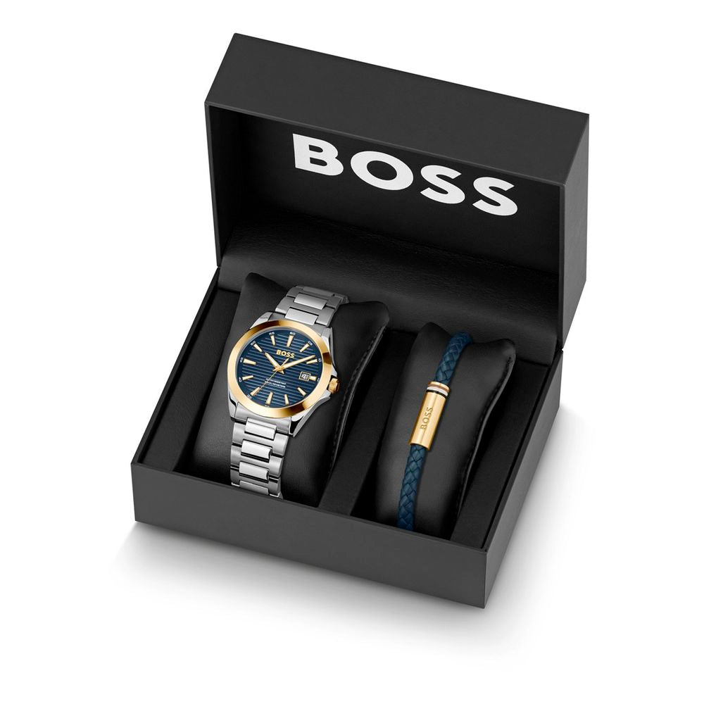Hugo Boss Ρολόι Dress από Ανοξείδωτο Ατσάλι σε Γκρι