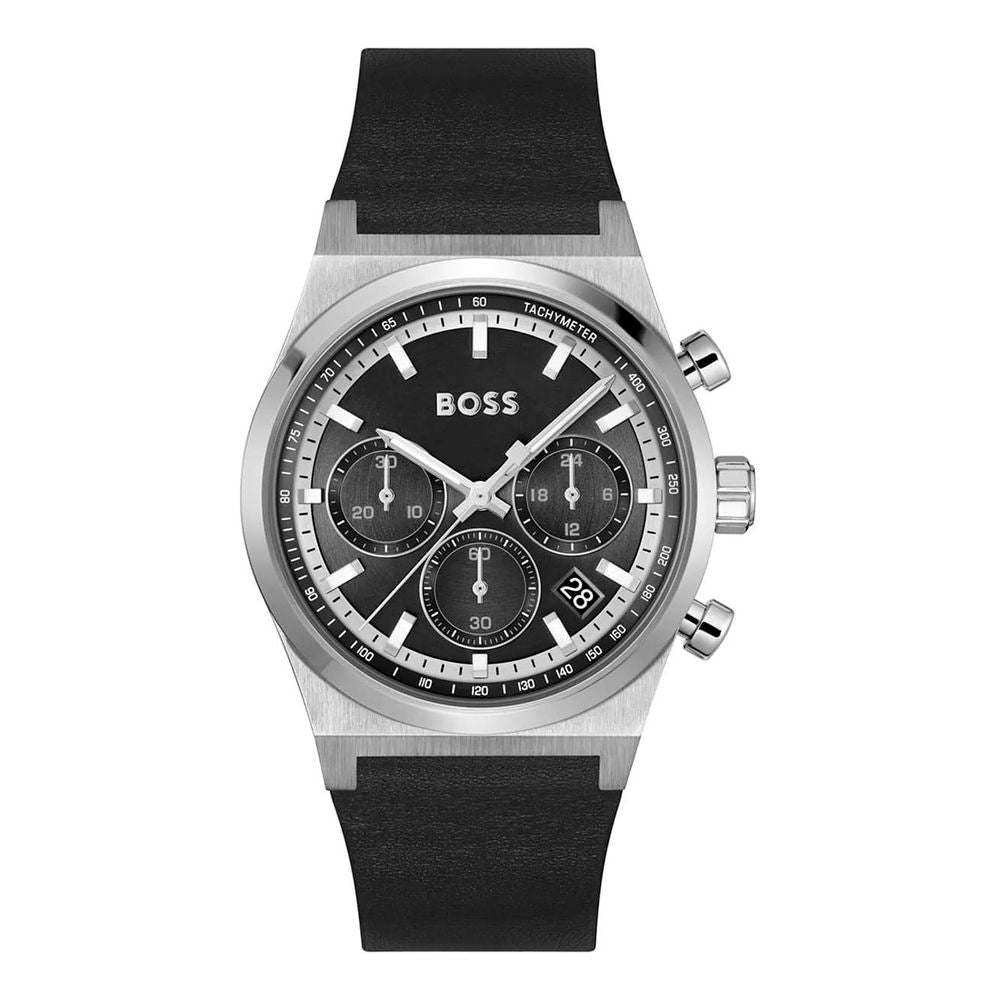 Hugo Boss Ρολόι Χειρός από Δέρμα σε Γκρι