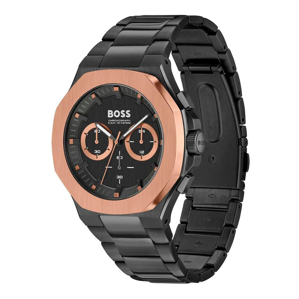 Hugo Boss Χρονογράφος από Ανοξείδωτο Ατσάλι σε Μαύρο