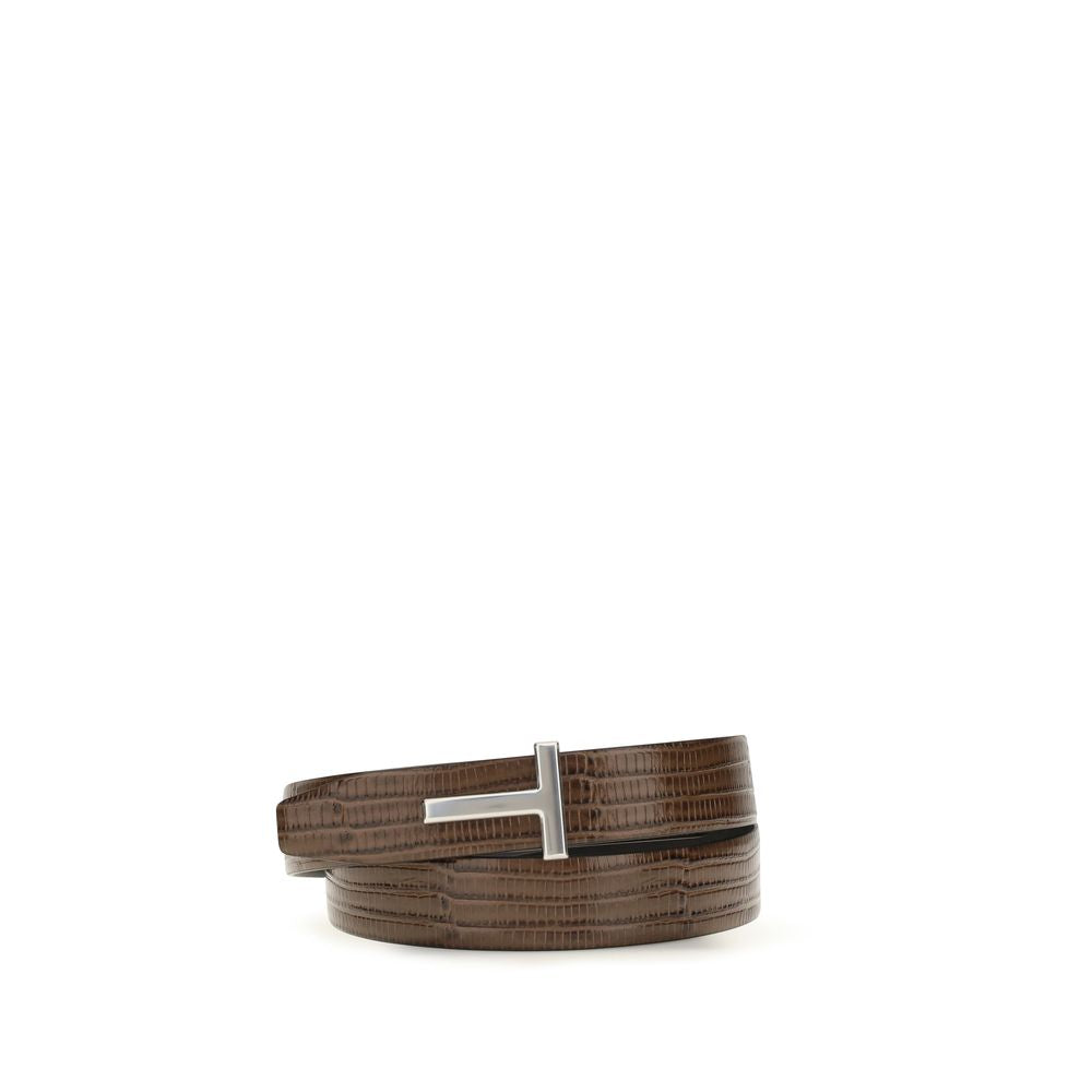 Tom Ford Reversible Calf Leather Belt in Brown