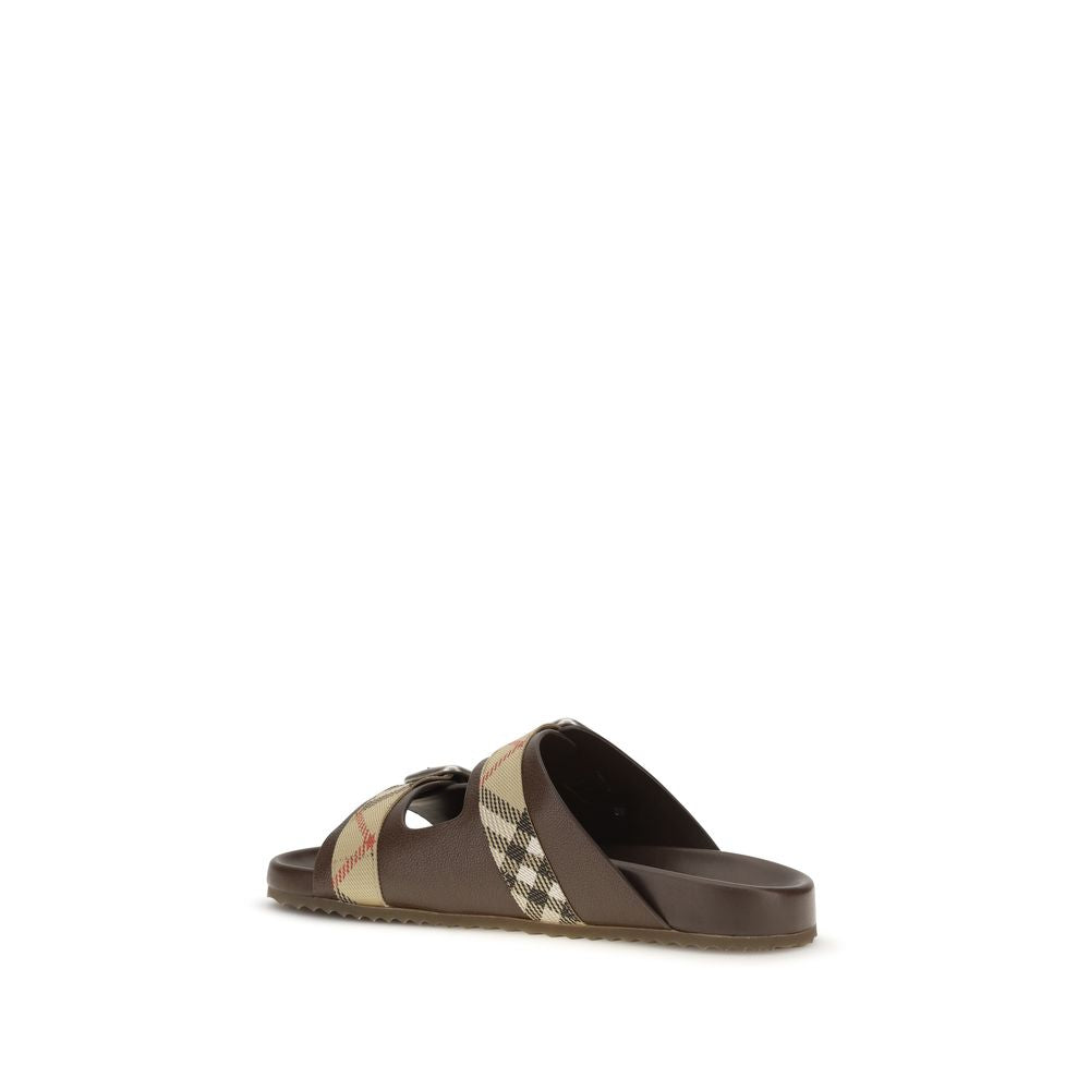 Burberry Goatskin Flat Sandals in Brown