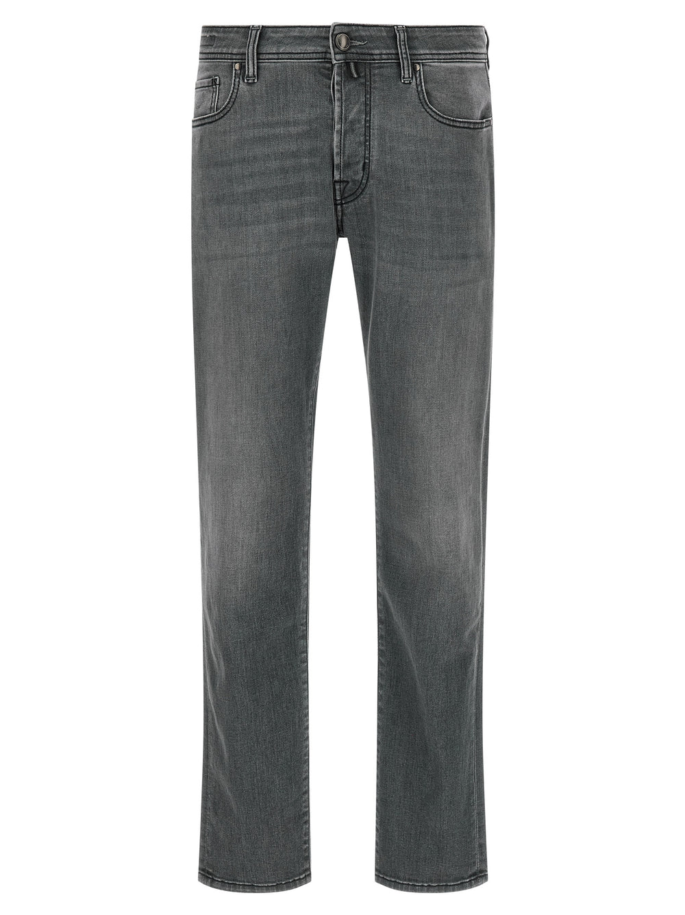 Gray Cotton Slim Fit Jeans