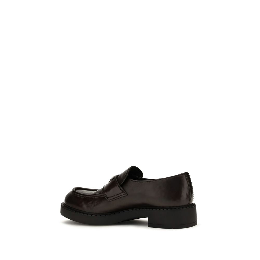 Prada Calf Leather Slip-On Loafers in Brown