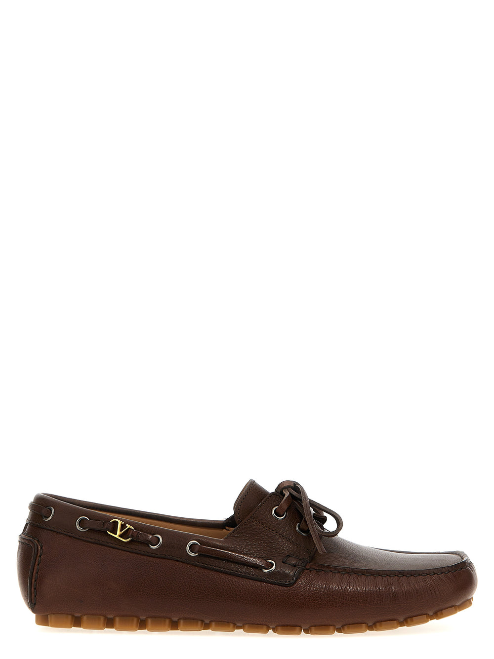 Valentino Garavani Buffalo Leather Slip-On Loafers in Brown