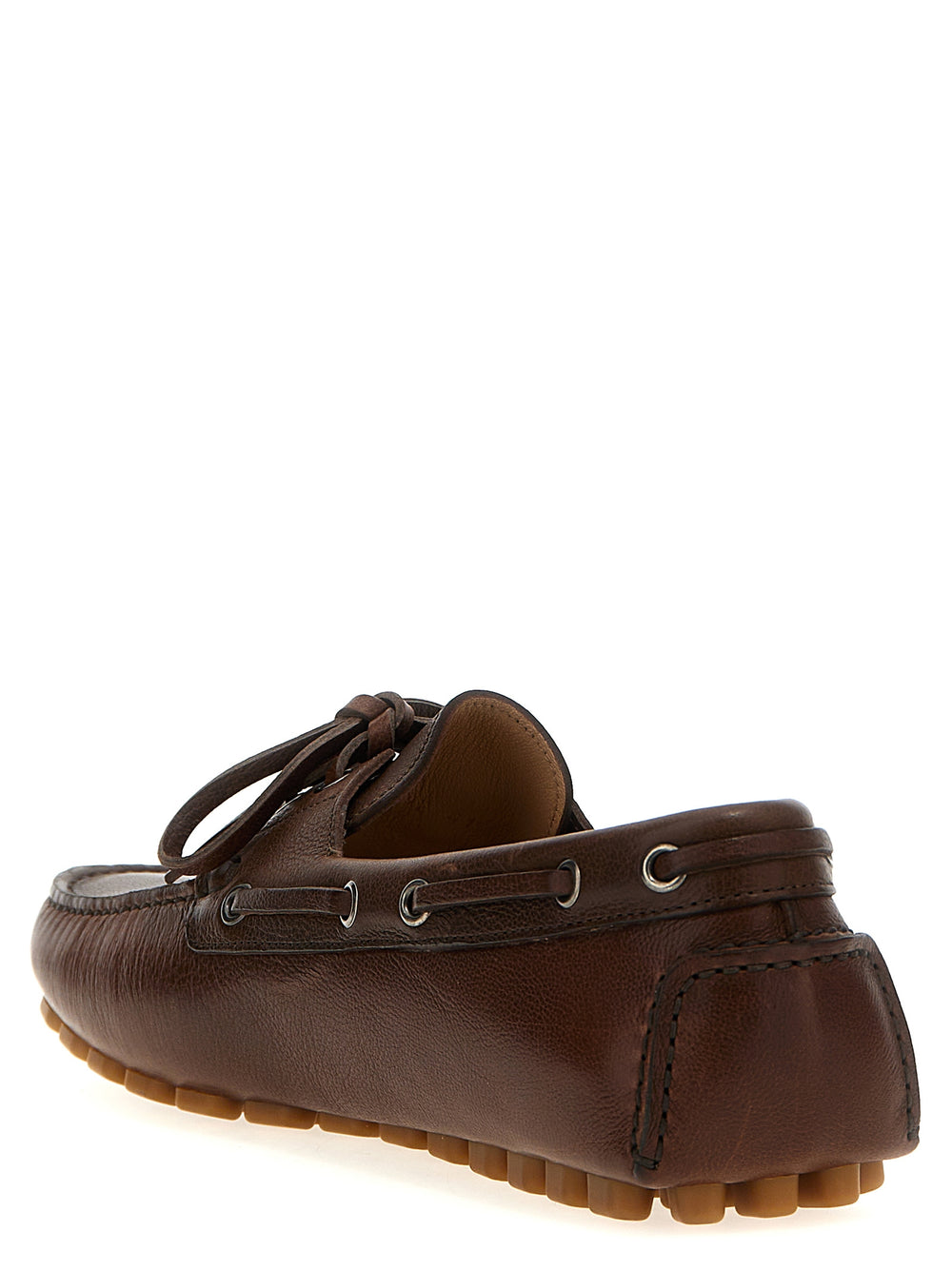 Valentino Garavani Buffalo Leather Slip-On Loafers in Brown