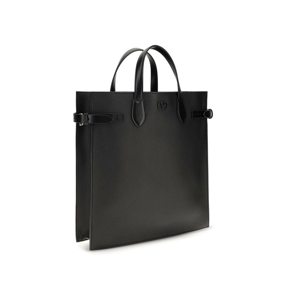 Valentino Garavani Calf Leather Shoulder Bag in Black