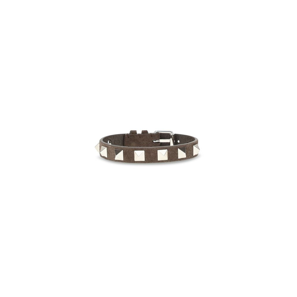 Valentino Garavani Rockstud Calf Leather Bracelet in Brown