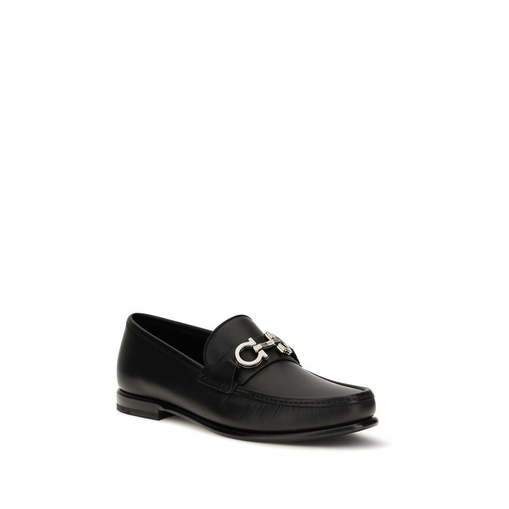 Ferragamo Calf Leather Slip-On Loafers in Black