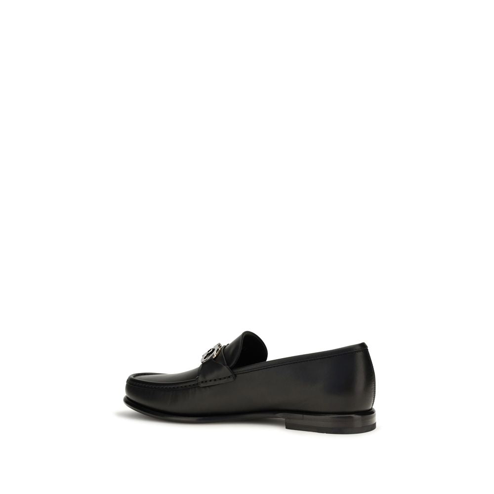 Ferragamo Calf Leather Slip-On Loafers in Black