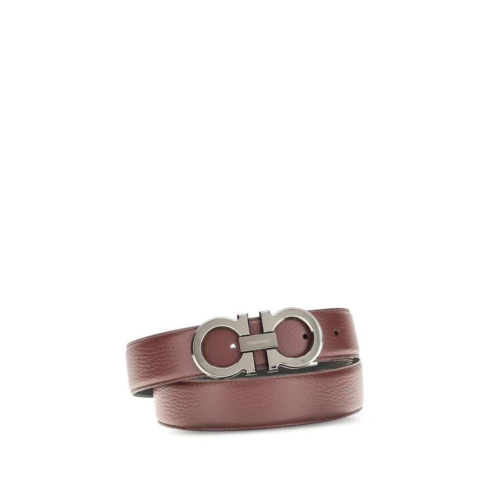 Ferragamo Reversible Calf Leather Belt in Brown