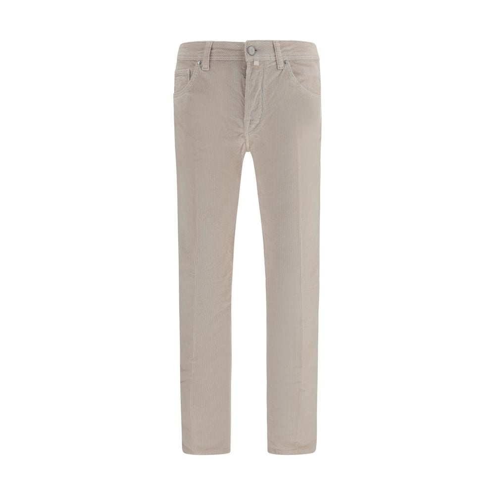 Beige Cotton Casual Pants