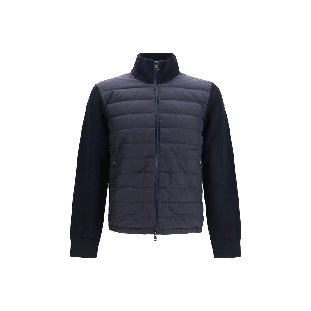 Moncler Πλεκτό Μπουφάν Πλήρους Μήκους από Μαλλί σε Μπλε