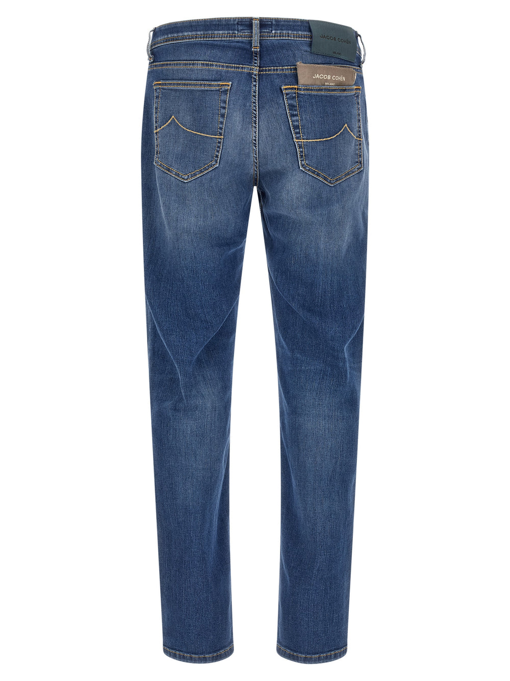 Blue Cotton Straight-Leg Jeans