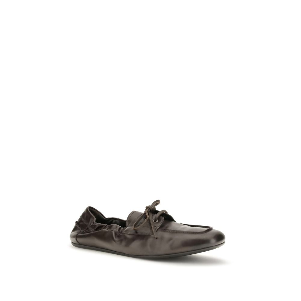 Prada Calf Leather Slip-On Loafers in Brown