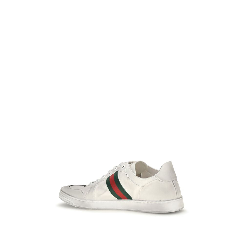 Gucci White Calf Leather Low Top Sneakers