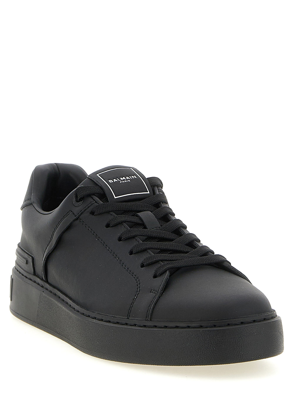 Balmain B-Court Calfskin Low-Top Sneakers in Black