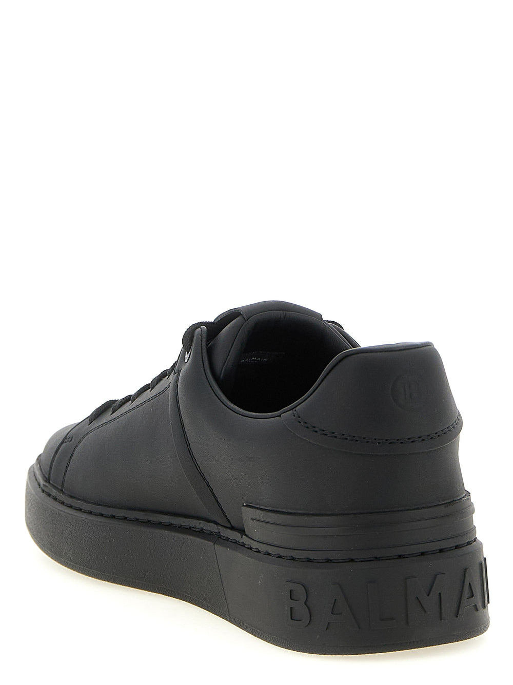 Balmain B-Court Calfskin Low-Top Sneakers in Black