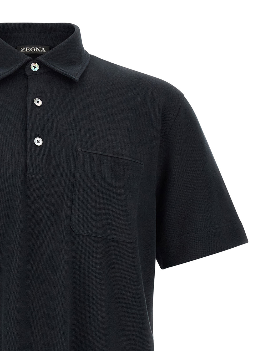 Zegna 100% Cotton Piqué Polo Shirt in Blue