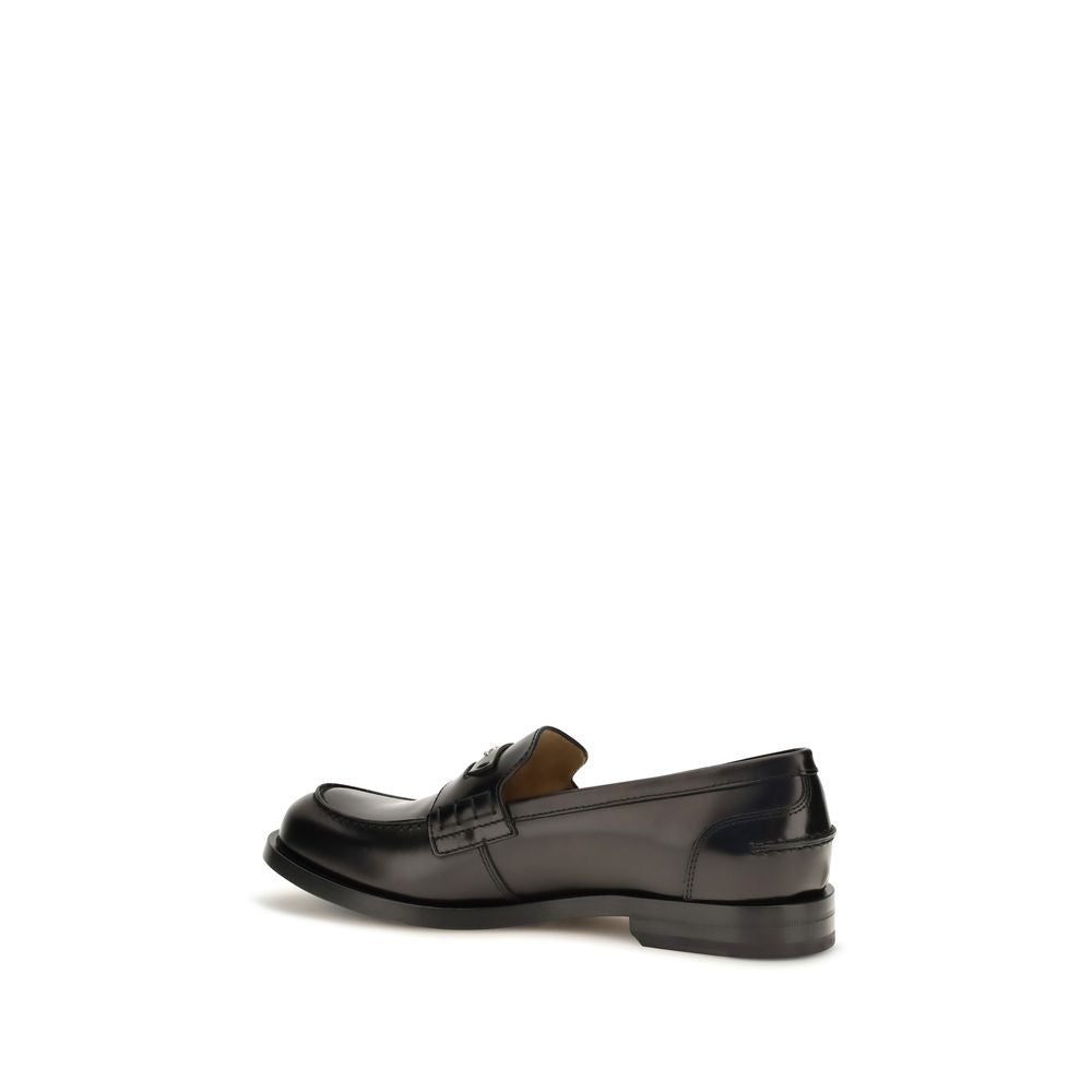 Fendi Calf Leather Slip-On Loafers in Black