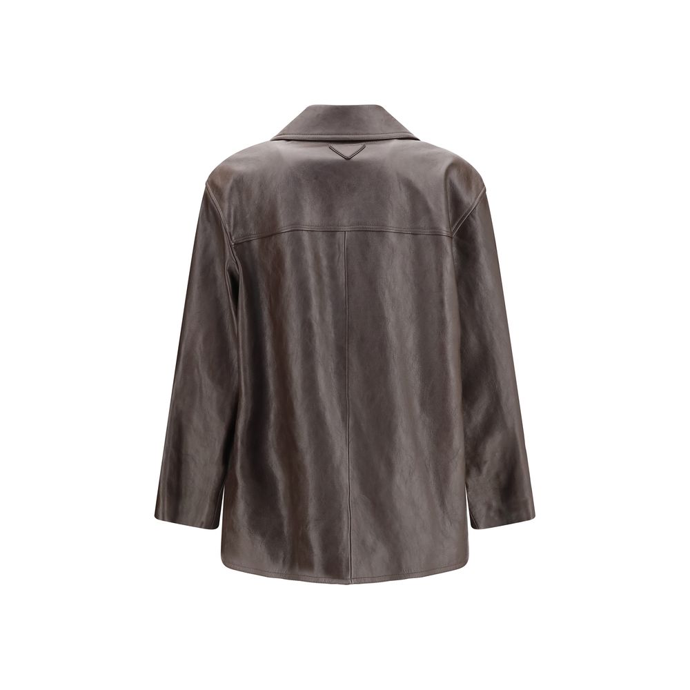 Prada Lamb Leather Jacket in Brown