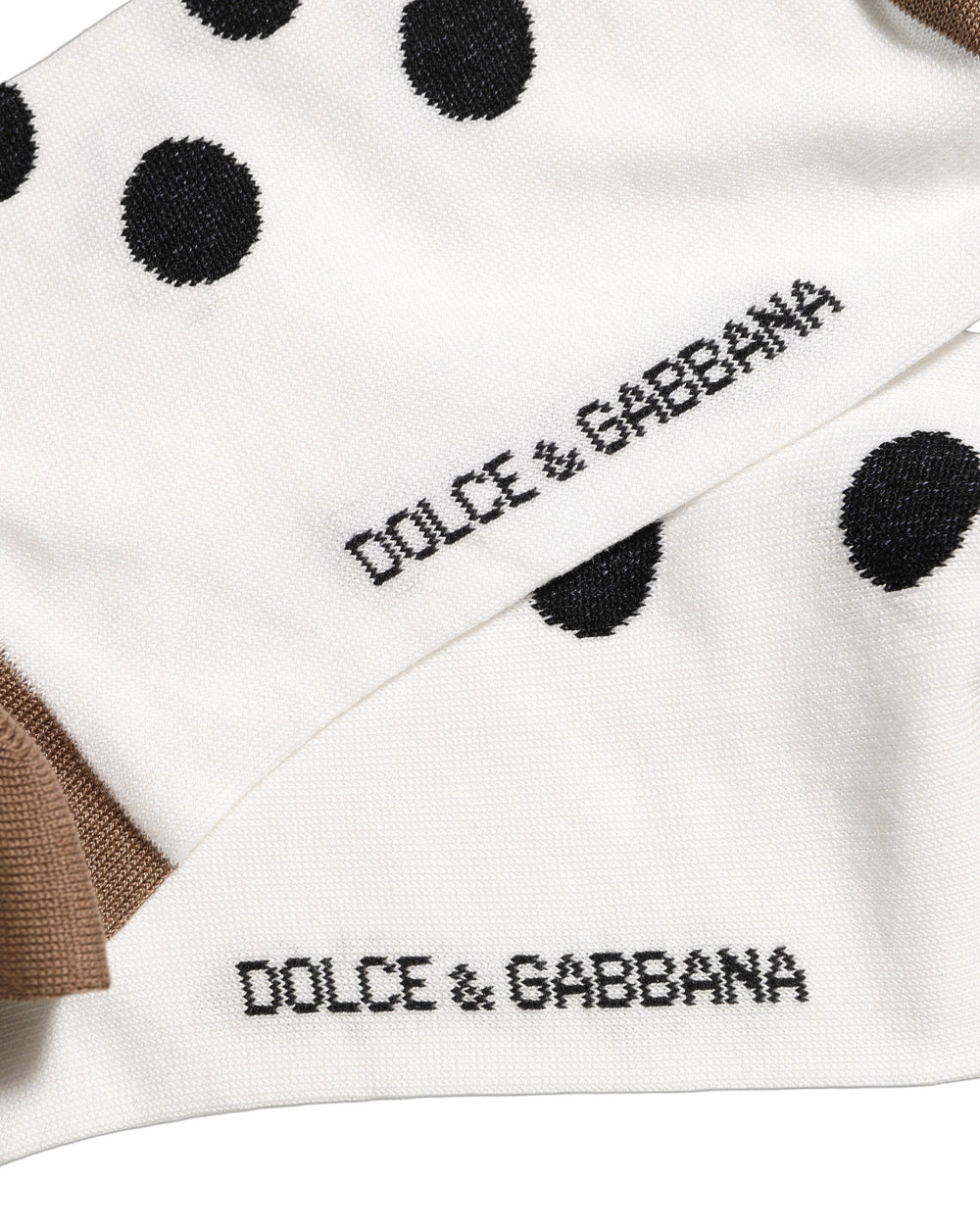 Dolce & Gabbana Cotton Blend Over-the-Calf Socks in White with Polka Dot Pattern