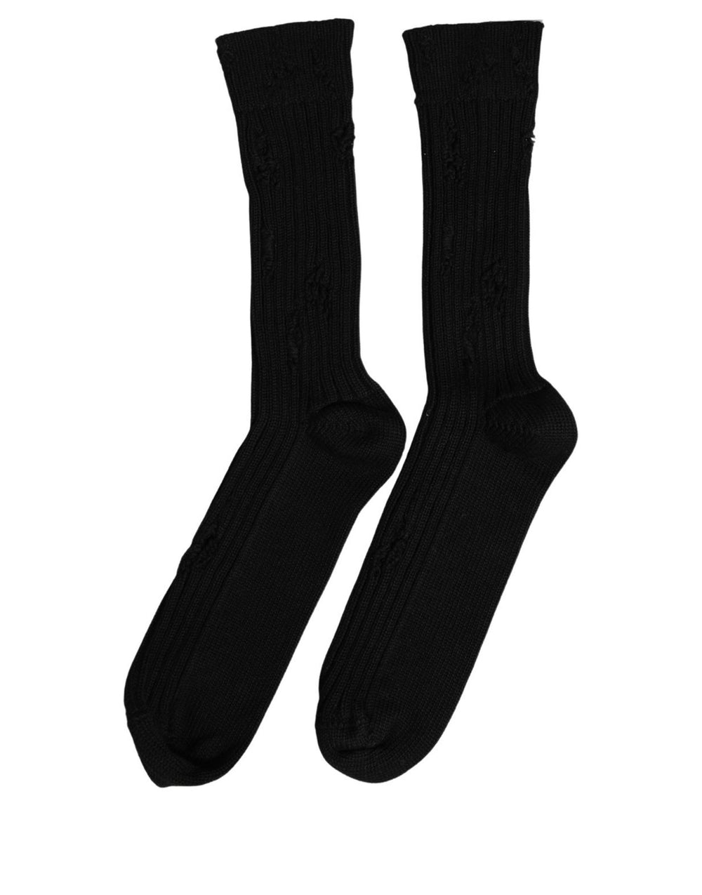 Dolce & Gabbana Cotton Blend Distressed Ribbed Socks in Black